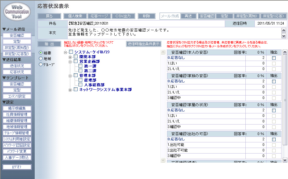 応答状況表示